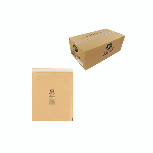 CW Office Airkraft 5 Bubble BAG Gold PK10, brown padded bubble envelope with product branding, and a box of packing bags for shipping and packaging.
