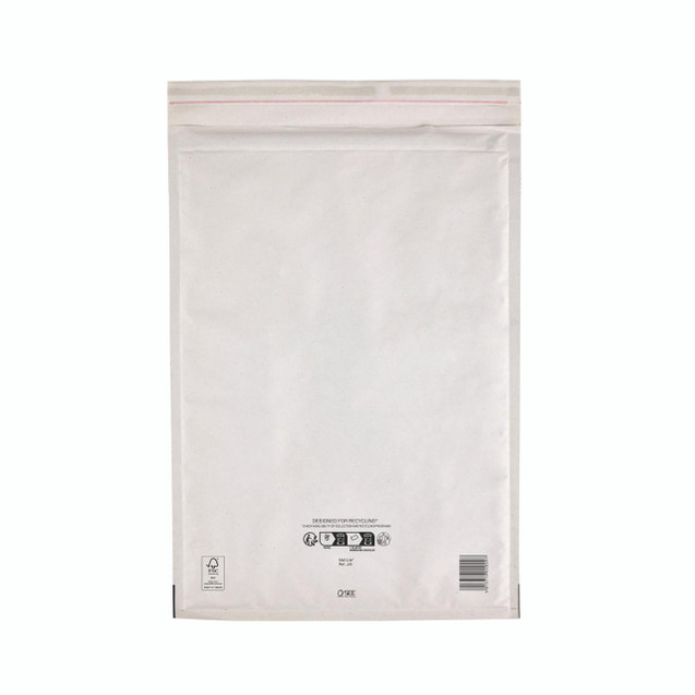 CW Office Bubble Lined BAG White 300X440 PK50, empty white bubble-lined mailing envelope with a zip closure, designed for secure packaging and shipping