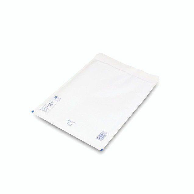 CW Office Bubble Env Size 8 White PK100, white bubble envelopes for office use with size 8, pack of 100, designed for gift wrapping and mailing.