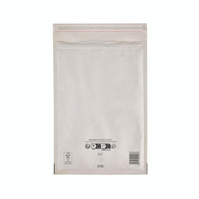 CW Office Bubble Lined Bag White 220X330 PK50, white bubble lined protective mailing bags for secure packaging.