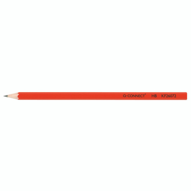CW Office Q-Connect Pencil Hb Pack 12, orange wooden HB pencil with black text on the side.