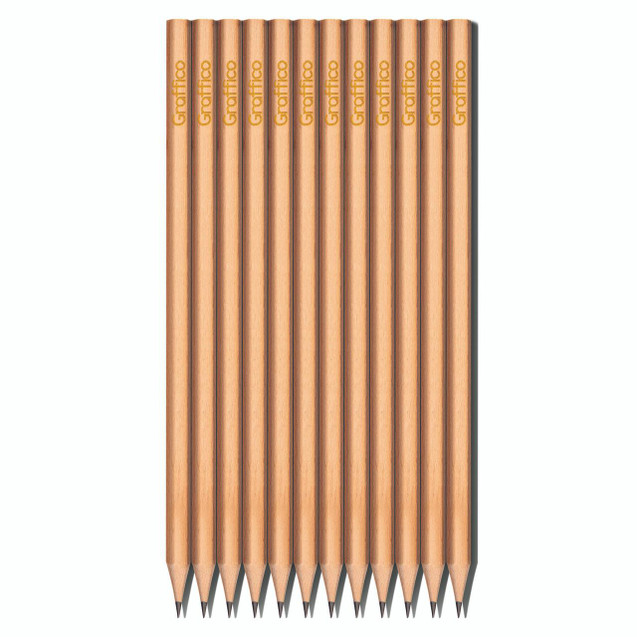 CW Office Graffico By 5 Star Hb Pencils P144, image of ten sharpened wooden pencils with yellow branding and black tips.