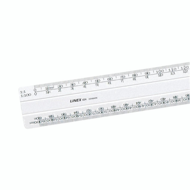 CW Office Linex Flat Scale Rule 300MM Wh, clear plastic measuring ruler with precise millimeter and centimeter markings.