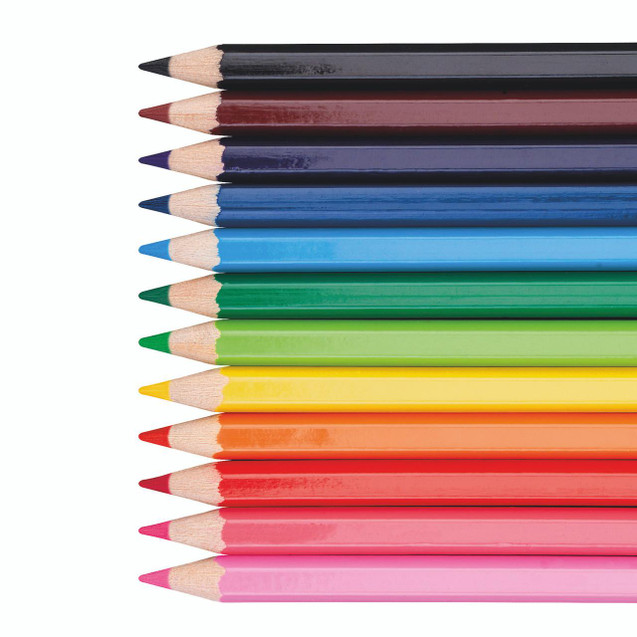 CW Office Graffico By 5 Star Col Pencils P288, set of colorful pencils arranged horizontally in rainbow order.