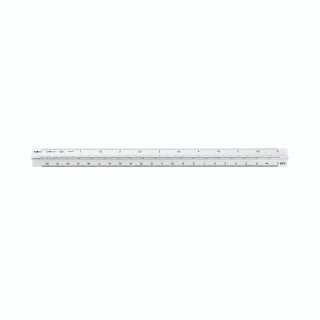 CW Office Linex Triangle Scale COLL-323 30CM, white plastic triangular ruler with measurement markings for precise drawing and measuring.