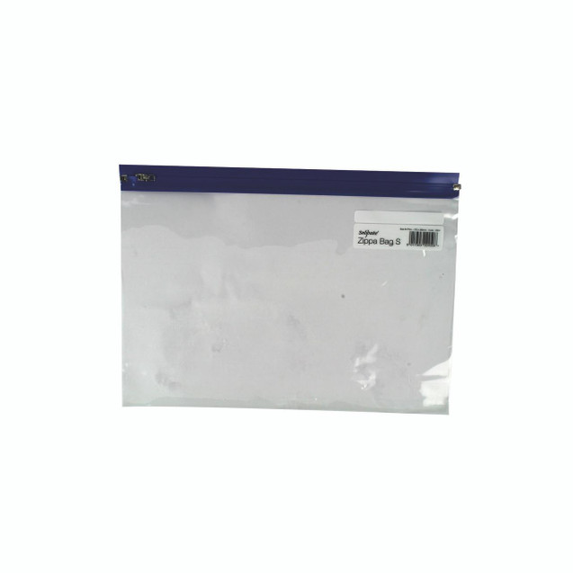 CW Office Snopake Zippa BAG A4 + Blue PK25, transparent zippered file folder in A4 size with blue zipper and label for organization.