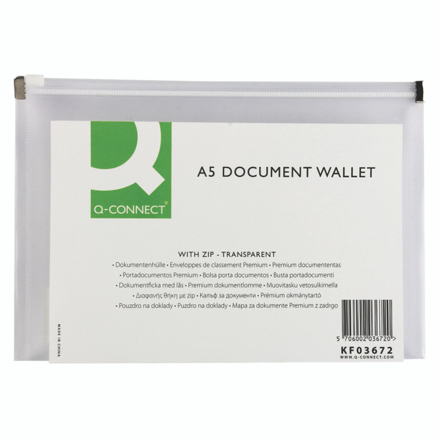 Q-Connect Doc Zip Wallet A5 PK10