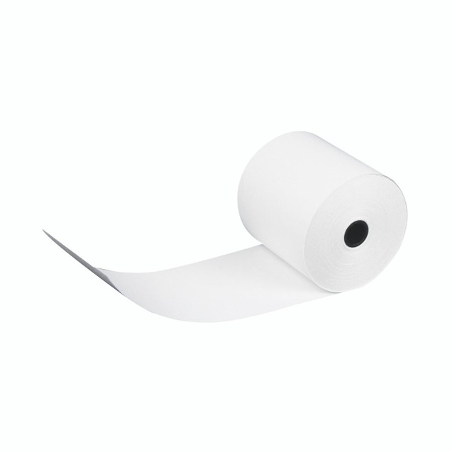 CW Office 5 Star Prestige 70X70 Calc Roll P20, a white paper roll for office use with a clean and smooth surface, partially unrolled showing its length and thickness.