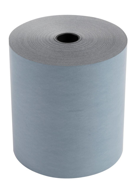 CW Office Exacompta Safe Contact Receipt Paper Roll 76M P10, gray roll of contact receipt paper for office use.