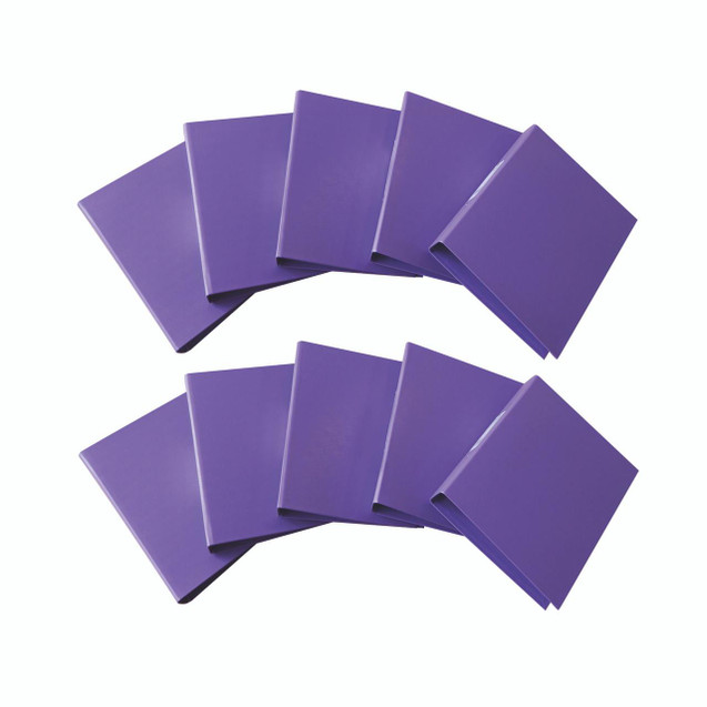 CW Office Q-Connect 2 Ring Binders A4 Purple, set of two purple A4-sized binders for organizing documents.