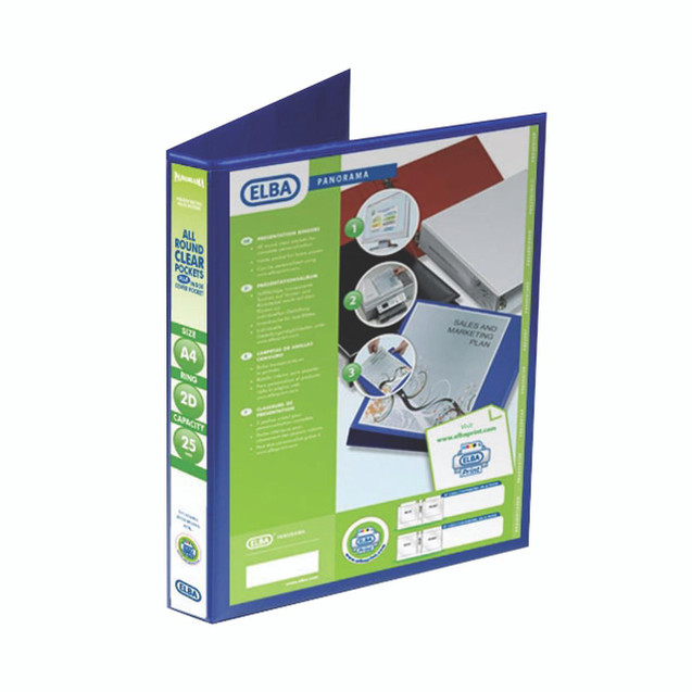 CW Office Elba Pres Rbndr 2D 25MM A4 Blue PK6, binders for office and school use in blue color, pack of 6.