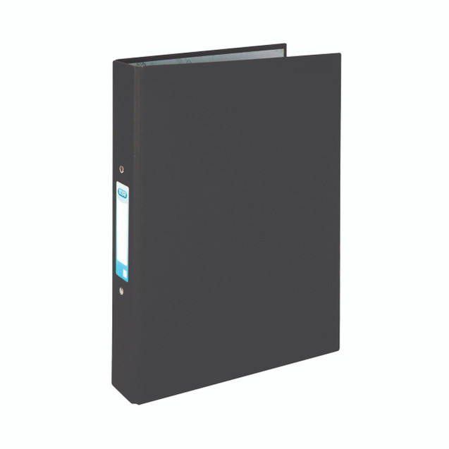 CW Office Elba 25MM Rbndr 2-RG Pob A4 BLK PK10, black ring binder for organization and document storage.