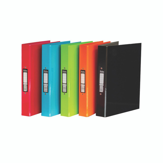 CW Office Pukka Brights R/Binder A4 ASSORT PK10, set of 10 colorful assorted A4 binders in pink, blue, green, orange, and black for office and school organization.