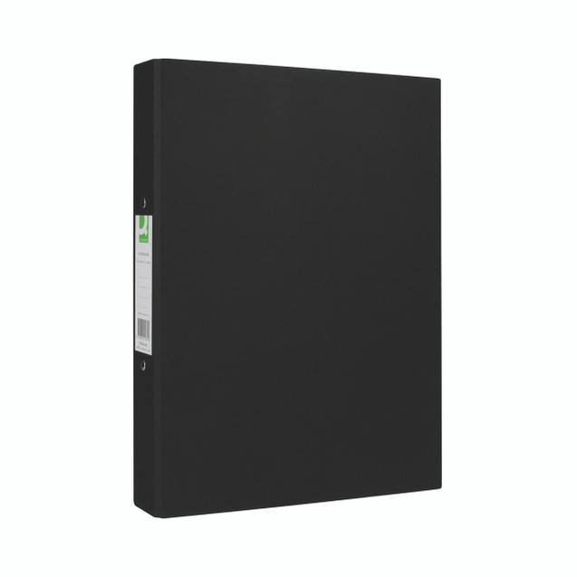 CW Office Q-Connect BLK 2 Ring A4 Binder PK10, black 2-ring A4 size binder for organizing documents in a professional office setting.