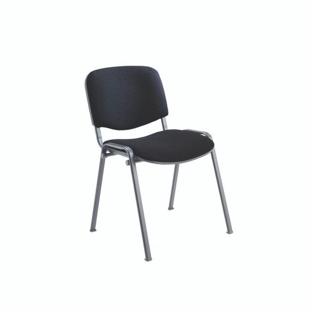 CW Office Jemini Ultra Mpps Stkg Chr Black, a black office chair with a padded seat and backrest, metal frame, and four silver legs on a plain white background.