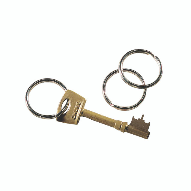 CW Office Stephens Keyring Split PK100 790556, a brass key with a keyring and three additional keyrings for key organization.