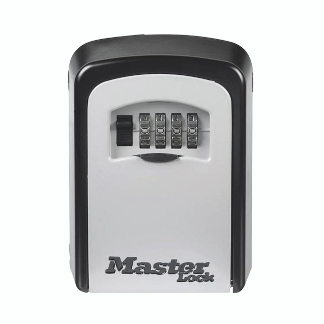 CW Office Master Lock 4-DIGIT Comb Lock, a black and gray security lock with a four-digit combination dial on the front.