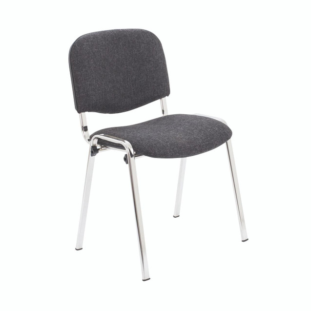 CW Office First Ultra Chair 532X585X805MM Char, black fabric upholstered office chair with metal frame for office seating.