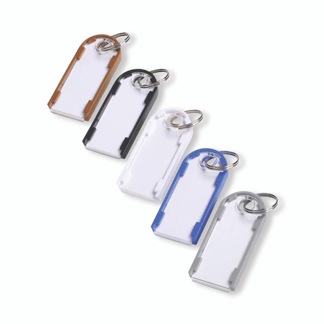 CW Office Magnettag Magnetic Key Fobs AST PK10, set of four magnetic key fobs in different colors with keyrings for office use.