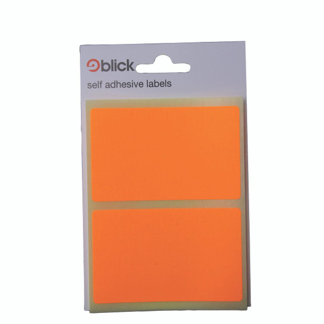 CW Office Blick Fluorescent Labels 50x80mm, Orange Post-it Style Self Adhesive Labels for Office Organization.