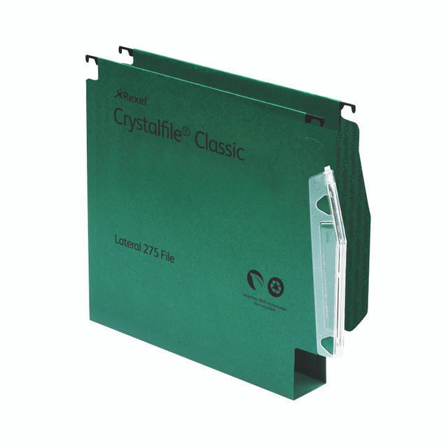 Rexel Crystalfile Lat File GRN PK50