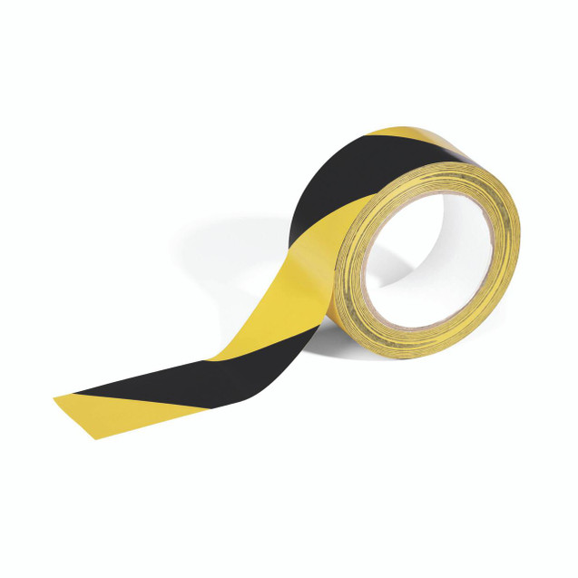 CW Office Durable Hazard Marking Tape 50MMX33M, yellow and black striped warning tape for safety and hazard identification.