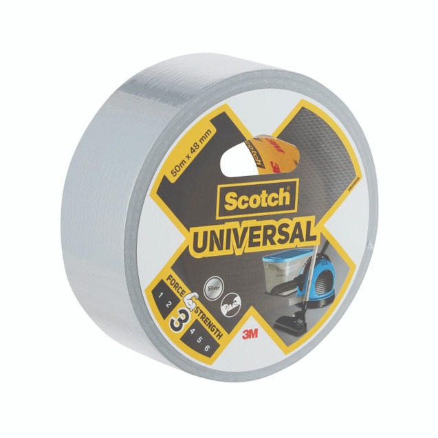 CW Office Universal Duct Tape Silver 48MMX50M, roll of silver adhesive tape for repairs and sealing.