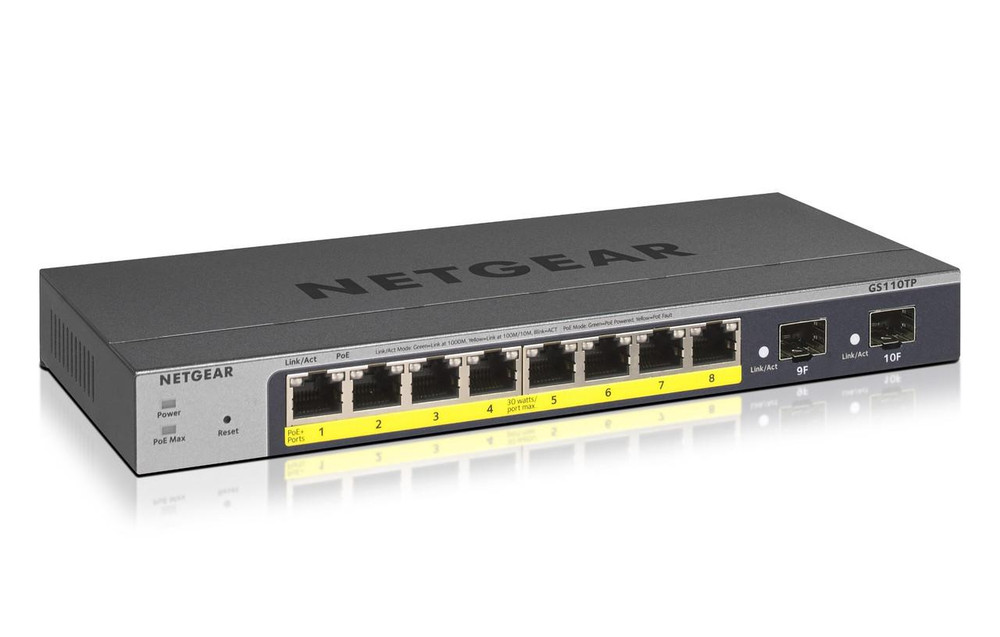 Various NETGEAR GS728TP Managed L2/L3/L4 Gigabit Ethernet Power over Ethernet (PoE) switch in grey color.
