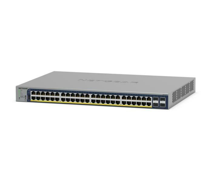 Various NETGEAR GS728TP Managed L2/L3/L4 Gigabit Ethernet (10/100/1000) Power over Ethernet (PoE) Grey, a network switch with multiple Ethernet ports for data and PoE connectivity.