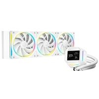 CW Office DeepCool LM360 Liquid CPU Cooler with 2.4" IPS Display, white 360mm liquid CPU cooler featuring three RGB fans, a radiator, and an LCD pump display.