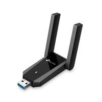 CW Office TP-Link ARCHER TX30U PLUS AX1800 Dual Antennas High Gain Wireless USB Adapter, black wireless USB adapter with two upright high-gain antennas and a blue USB connector