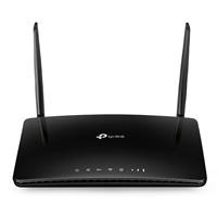 CW Office TP-Link Archer MR600 AC1200 4G LTE Advanced Cat6 Gigabit Router, black wireless router with two upright antennas, a TP-Link logo and front-facing status indicator lights on a white background.
