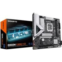 CW Office Gigabyte B860M EAGLE V2 Intel 1851 Socket Motherboard, black and silver motherboard displayed beside its retail box on a white background