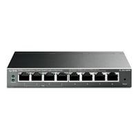 CW Office TP-Link TL-SG108PE 8-Port Metal Gigabit Easy Smart Switch with 4-Port PoE+ (64W), front view of the compact metal switch showing its eight Ethernet ports and status indicators