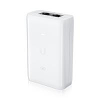 CW Office Ubiquiti U-POE+ (Previously U-POE-AT) Universal 802.3at 48V 30W Power POE+ Injector, white PoE+ injector shown upright with Ethernet ports visible on top