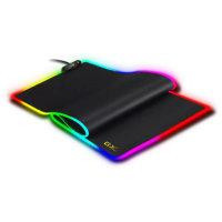 CW Office Genius GX-PAD 800S RGB Soft Gaming Mouse Pad, Large 800 x 300 x 3 mm Spill-Resistant LED Extended Mouse Pad, black gaming surface with glowing multicolor RGB edges