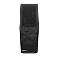 CW Office Fractal Design Meshify 2 Compact Black Solid ATX Mid Tower PC Case, front view showing the high-airflow mesh front panel, angular black steel design, and top I/O ports.