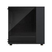 CW Office Fractal Design North Mid Tower PC Case – Charcoal Black, Dark Tinted Tempered Glass, Walnut Front, ATX, 2x 140mm PWM Fans, side view showing the charcoal-black PC case with a dark tinted tempered-glass panel and walnut front.