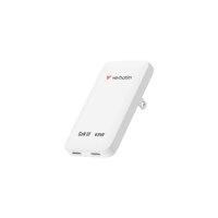 CW Office Verbatim Essentials Slim GaN Charger, 65W 2 x USB-C Ports White, slim white wall charger with two USB-C ports shown on a white background.
