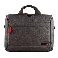 CW Office techair TAN1209 Classic Essential 14–15.6-inch shoulder bag, grey laptop bag shown from the front with a top handle, red zipper accents and a front pocket.