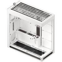 CW Office HAVN (HVN-CA-HS420-05) Mid Tower PC Case, white UniSheet glass ATX case shown with a spacious, component-free interior and ventilated top panel