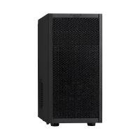 CW Office Fractal Design Core 1000 Micro-ATX Mini Tower PC Case with USB 3.0, Black, black mini tower PC case shown from the front at an angle with a mesh front panel