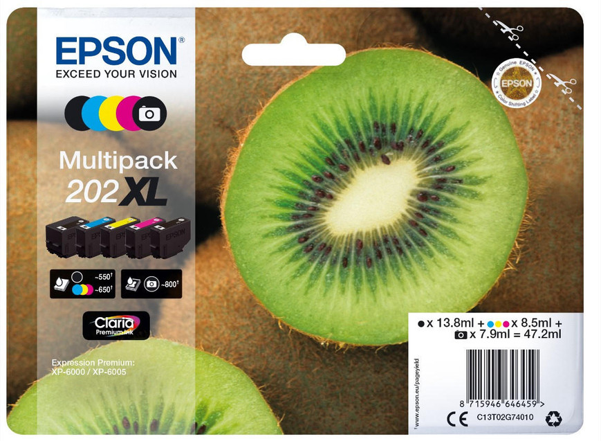  Epson Kiwi Multipack 5-colours 202XL Claria Premium Ink 