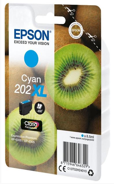  Epson Kiwi Singlepack Cyan 202XL Claria Premium Ink 