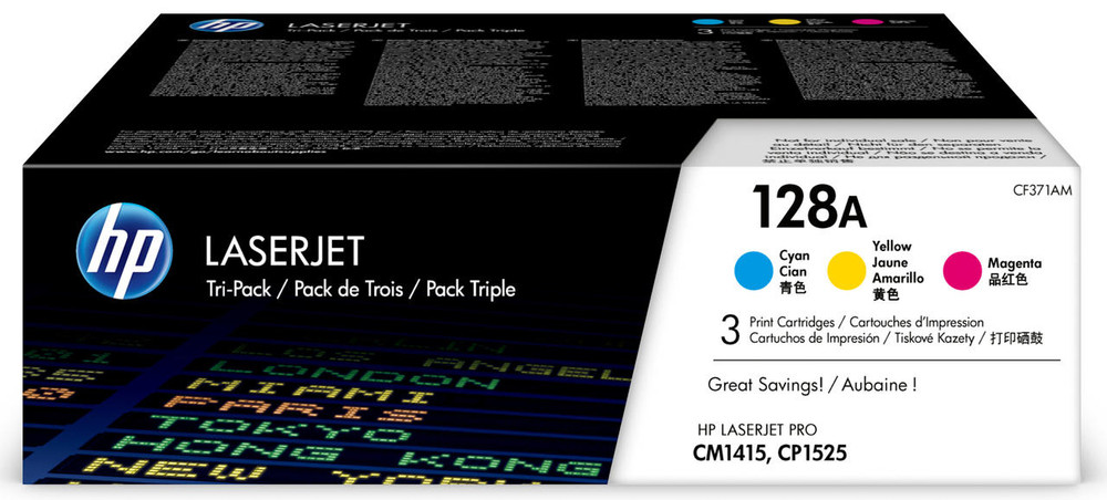 HP 128A CYM Original Cyan,Magenta,Yellow 3 pcs