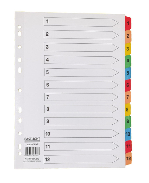 Cartridge World Index White Multicolour Tabs 1-12 