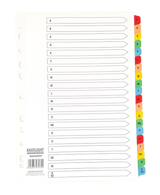 Cartridge World Index White Multicolour Tabs A-Z 