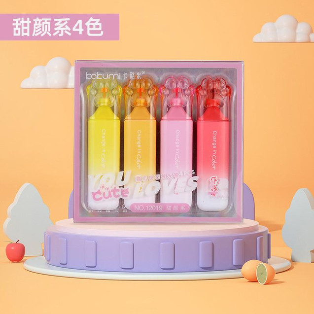Cartridge World Cat Paw Highlighter Pens (4 Colour Pack) 