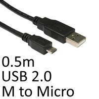 Cartridge World USB 2.0 A (M) to USB 2.0 Micro B (M) 0.5m Black OEM Data Cable 