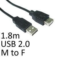 Cartridge World USB 2.0 A (M) to USB 2.0 A (F) 1.8m Black OEM Extension Data Cable 